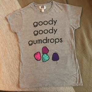 Preowned “goody goody gumdrop” grey t-shirt